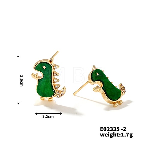 Cute Dinosaur Stud Earrings with Rhinestones AR1164-2-1