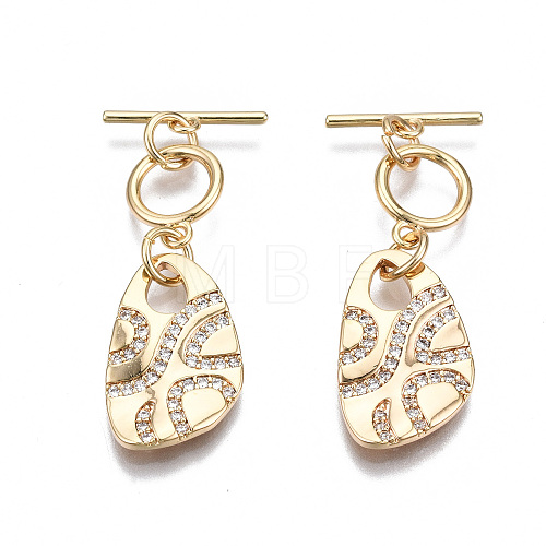 Brass Micro Pave Clear Cubic Zirconia Toggle Clasps X-KK-S356-308-NF-1