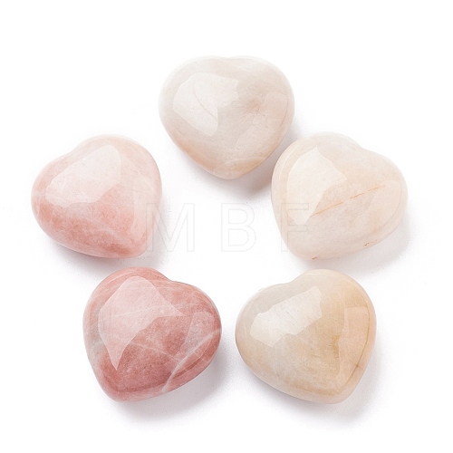 Natural Pink White Jade Heart Love Stone G-I285-06B-1