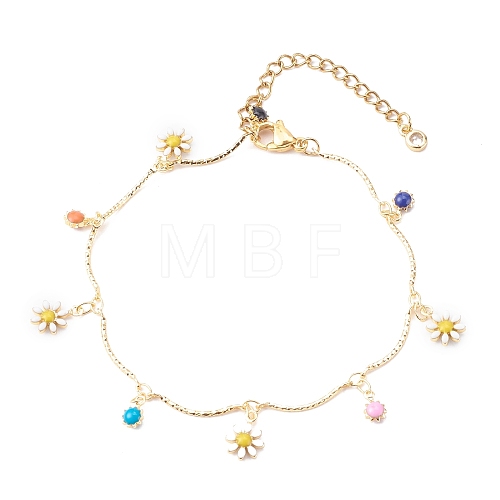 Brass Enamel Charm Bracelets BJEW-JB05957-1