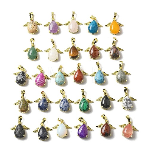 Natural & Synthetic Mixed Gemstone Pendants KK-F888-01G-1