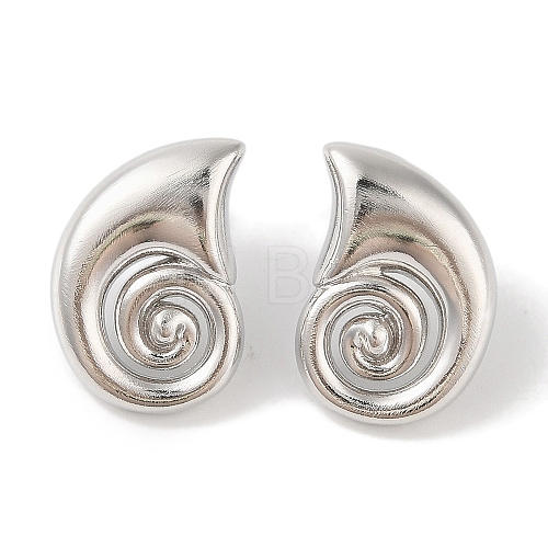 Snail Brass Stud Earrings for Women EJEW-Q389-06P-1