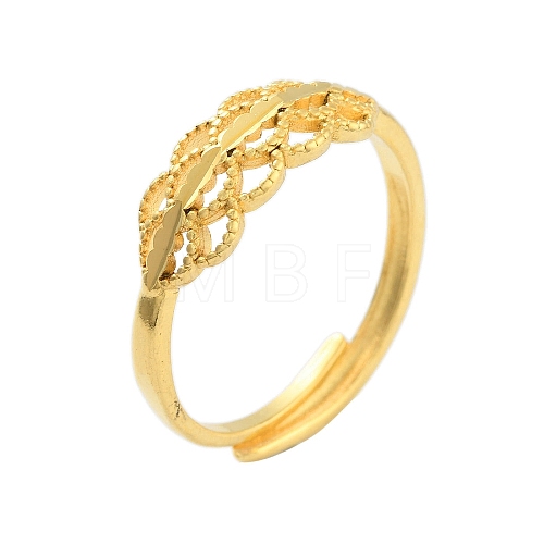 Flower Brass Adjustable Rings for Women RJEW-L120-014G-1