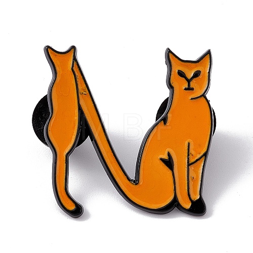 Cat Initial Letter Enamel Pin JEWB-A005-27-N-1