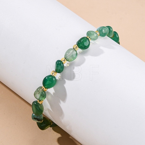 Natural Agate Beaded Bracelets for Women G-P563-07P-01-1