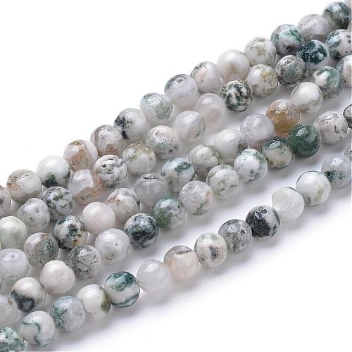 Natural Tree Agate Bead Strands G-R411-25-4mm-1