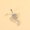 316L Surgical Stainless Steel Pave Cubic Zirconia Enamel Dangle Curved Barbell Belly Rings FS-WGB5546-08-1