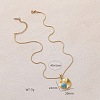 304 Stainless Steel with Dyed Synthetic Turquoise Disc Pendant Necklaces for Women ON4830-5