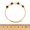 Copper French Wire & Round Natural Amber & Cultured Freshwater Pearl Cuff Bangle for Women BJEW-JB13990-4