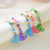 Glass Resin Magnetic Heart Friendship Stretch Bead Bracelet Sets for Women WG24CEB-01-4