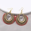 Bohemian Style Alloy & Cotton Cord Dangle Earrings FS-WGA9B48-04-1