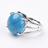 Adjustable Synthetic Turquoise Finger Rings RJEW-F075-01E-2