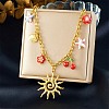 304 Stainless Steel with Plastic Bib Necklaces for Women NJEW-K300-03G-1