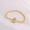Brass Micro Pave Clear Cubic Zirconia Beaded Stretch Bracelets for Women FS-WGB95F4-26-1