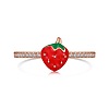 Enamel Strawberry Finger Rings RJEW-Q814-10RG-1