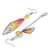 4 Set 4 Color Resin Wing with Feather Asymmetrical Earrings EJEW-TA00175-3