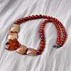 Natural Red Agate Faceted Bib Graduated Beaded Necklaces for Women NJEW-B128-01I-3