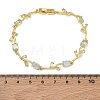 Brass Glass Flower Link Chain Bracelets KK-CBA7DFA-01G-08-5