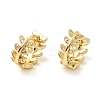 Leaf Brass Micro Pave Cubic Zirconia Hoop Earrings for Women CU-CBAE7DF-41G-4