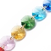 Electroplate Octagon Glass Beaded Pendant Decorations HJEW-JM00775-02-5