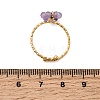 Adjustable 304 Stainless Steel Natural Amethyst Cuff Open Rings RJEW-P187-01G-01-5