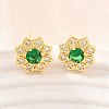 Brass Micro Pave Cubic Zirconia Stud Earrings for Women KK-A305-03G-06-3