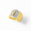 Brass Micro Pave Clear Cubic Zirconia Cuff Open Rings FS-WGA5D1D-17-1