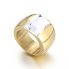 304 Stainless Steel & Glass Finger Rings FS-WGBA2F3-04-1