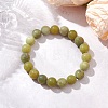 Frosted Natural TaiWan Jade Round Beaded Stretch Bracelets for Women Men BJEW-JB11478-03-2