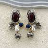 Elephant Alloy Plastic Dangle Stud Earrings EJEW-Q035-01AS-1