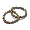 Natural Unakite Bead Stretch Bracelets X-BJEW-K212-B-006-6