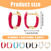 FIBLOOM 4 Pairs 4 Colors Golden Brass Rectangle Hoop Earrings EJEW-FI0003-06-2