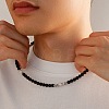 6MM Round Natural Howlite and Frosted Black Stone Beaded Necklaces for Men FQ0489-3-3