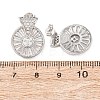 Flat Round Brass Micro Pave Clear Cubic Zirconia Stud Earrings EJEW-D351-11P-3