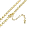 Rack Plating Brass Textured Teardrop Link Chain Necklaces for Women NJEW-K382-07G-2