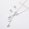 304 Stainless Steel Stud Heart Earrings & Letter VE Tassel Necklaces Sets for Women ZF6190-5-1
