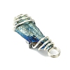 2Pcs Electroplated Natural Quartz Crystal Dyed Copper Wire Wrapped Pendants PALLOY-JF03169-02-5