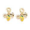 Brass Micro Pave Clear Cubic Zirconia and Enamel European Dangle Charms KK-T079-83G-1