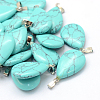 Teardrop Dyed Synthetic Turquoise Pendants G-Q368-14-1