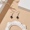 Synthetic Black Stone & Glass Round Beaded Dangle Earrings EJEW-JE05163-2