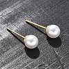 Brass ABS Imitation Pearl Stud Earrings EJEW-B132-01A-G-3