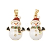 Christmas Brass Micro Pave Cubic Zirconia Enamel Pendants KK-B161-15G-03-1