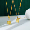 304 Stainless Steel Textured Square Pendant Mixed Chain Necklaces for Women WG76D8C-01-2