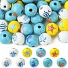 45Pcs 9 Styles Natural Wood European Beads WOOD-FS0001-27-1