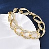 Brass Micro Pave Clear Cubic Zirconia Curb Chain Bracelets for Women BJEW-A034-04B-G-5