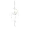 Natural Quartz Crystal Chips Moon Wind Chime HJEW-M004-17-2