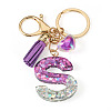 Alloy Resin Heart Keychains KEYC-TADJ0002-01G-S-2