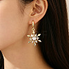 Brass Micro Pave Cubic Zirconia Snowflake Hoop Dangle Earrings for Women WGD9903-01-2