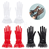 3 Pairs 3 Color Flower Pattern Lace Gloves AJEW-GA0006-17-1