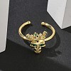 Brass Micro Pave Cubic Zirconia Cuff Rings RJEW-G364-03G-02-2